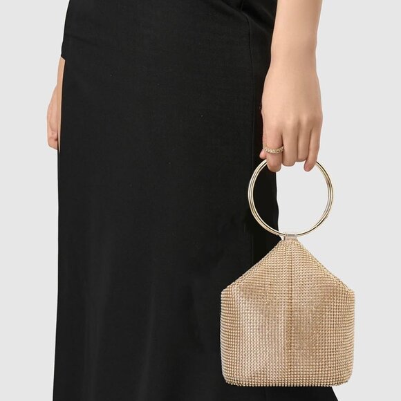 Women's Rhinestone Clutch Purse Satin Sparkly Glitter Evening Bag for Party - Picture 6 of 7